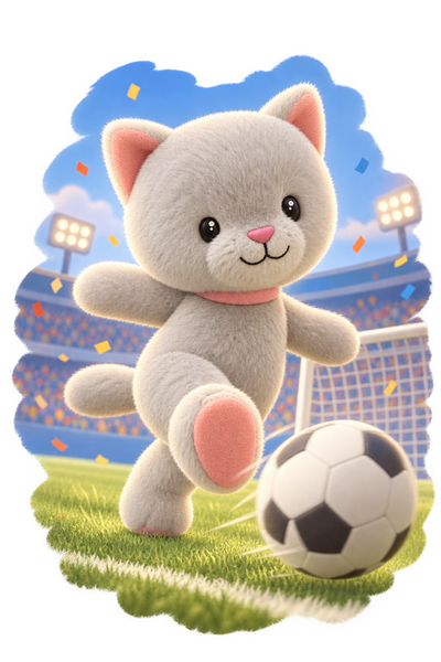 Chat qui joue au foot, style relief
